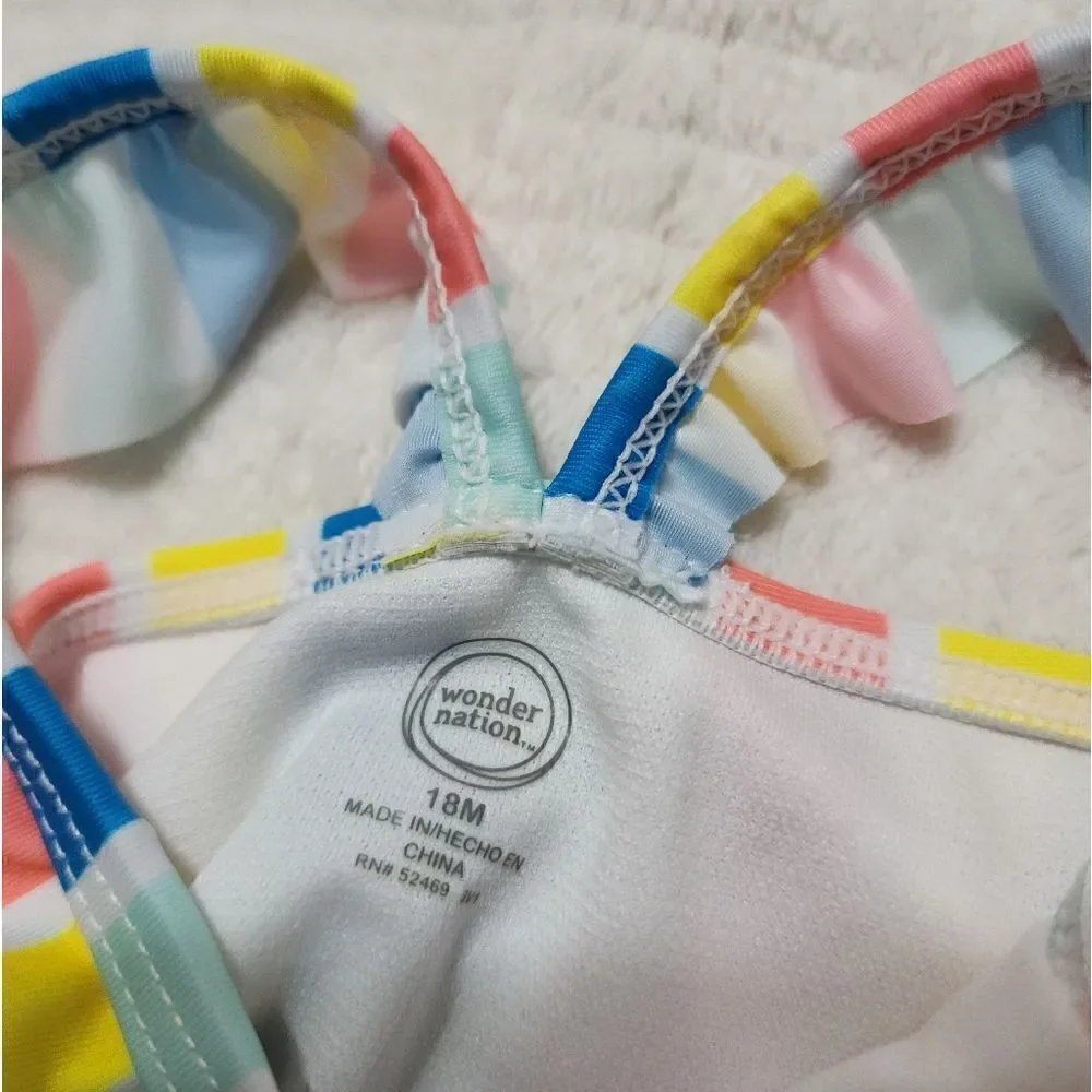 Wonder Nation Toddler Girl Stripe SwimOne-Piece